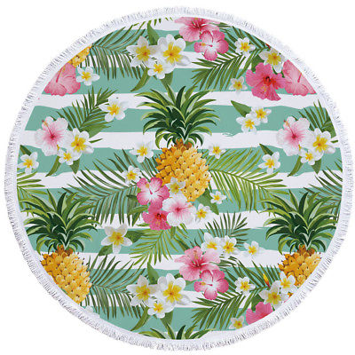 Clever Kittens Pineapple Print Round Beach Towel