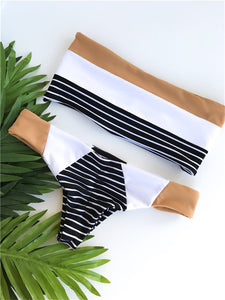 Sleek Bandeau Striped Bikini