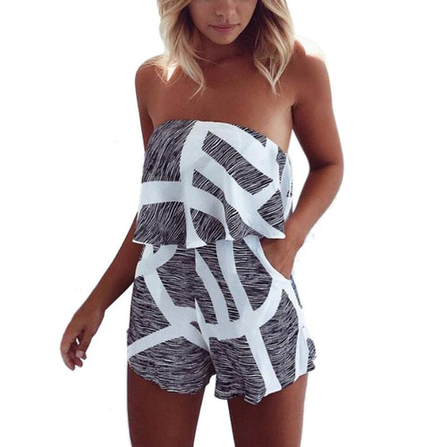 Clever Kittens Blue and White Stripe Strapless Beach Romper