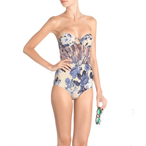 Floral Fraulein Swimsuit Blue - as seen in Vogue